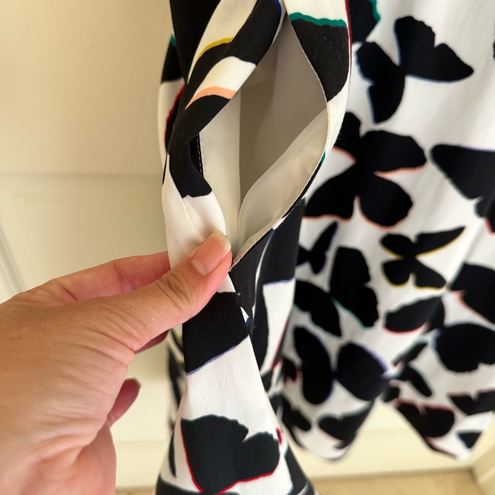 Kate Spade Black and White Butterfly Midi Dress Size 10 - Picture 9 of 13